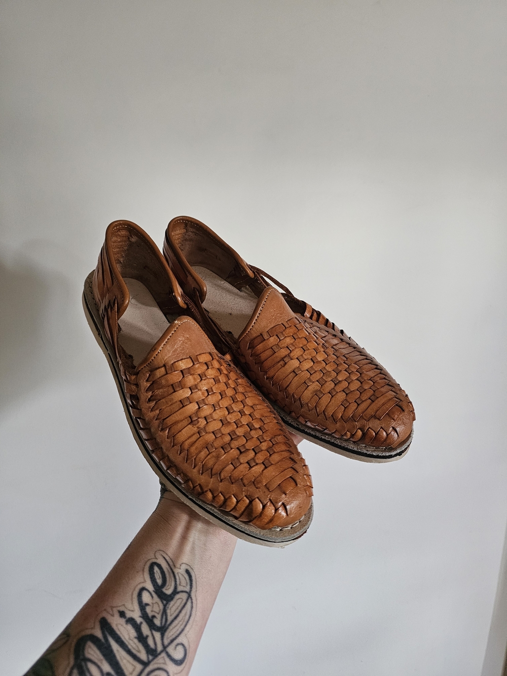 Vintage Mexican Woven Leather Huarache Sandals | Traditional Boho